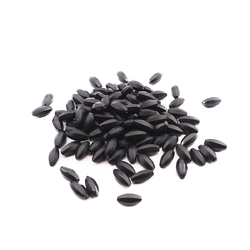 Lot (105) Czech antique oval melon faceted matte black glass beads 13mm