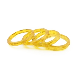 Lot (4) antique Czech yellow faceted mini glass bangles hoops