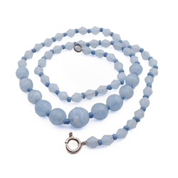 Vintage Czech necklace blue marble glass beads