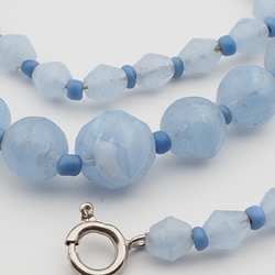 Vintage Czech necklace blue marble glass beads