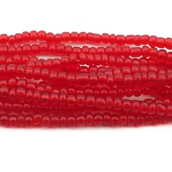 Hank (650) Vintage Czech transparent red rondelle glass seed beads 12bpi