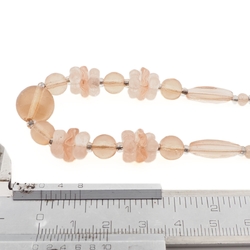 Vintage Czech necklace pink round oval flower glass beads