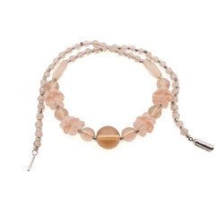 Vintage Czech necklace pink round oval flower glass beads