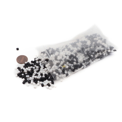 Lot (1700) Vintage Czech black white glass bugle seed beads 3-5mm