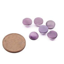 Lot (6) Vintage Czech purple satin moonglow round glass cabochons 8mm