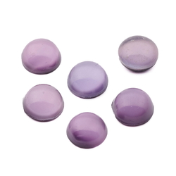 Lot (6) Vintage Czech purple satin moonglow round glass cabochons 8mm