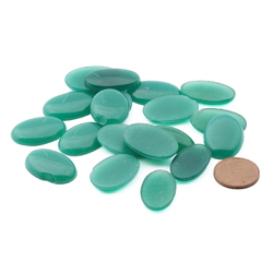 Lot (19) Vintage Czech chrysoprase opaline oval glass cabochons 24mm damaged