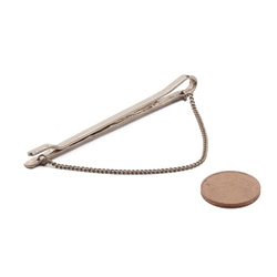 Vintage silver tone plated metal tie clip bar pin