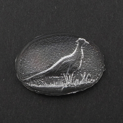 Czech antique intaglio pheasant clear glass cabochon 30mm