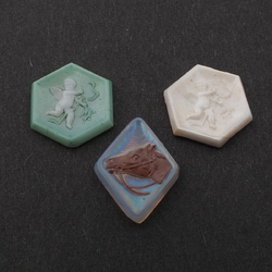 Lot (3) Czech antique horse cherub cameo glass cabochons 