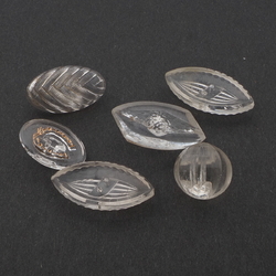 Lot (6) Vintage Deco Czech clear glass buttons