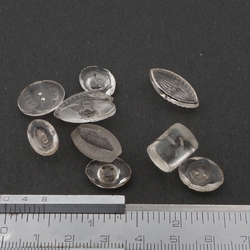 Lot (10) Vintage Deco Czech oval clear glass buttons