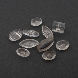 Lot (10) Vintage Deco Czech oval clear glass buttons