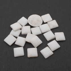 Lot (19) Czech vintage white square round geometric glass cabochons