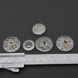 Lot (5) Vintage Czech clear frost glass buttons