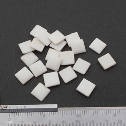 Lot (21) Czech vintage white square geometric glass cabochons 11mm