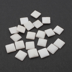 Lot (21) Czech vintage white square geometric glass cabochons 11mm