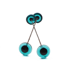 Two pairs vintage Czech turquoise glass teddy bear doll eyes 12mm