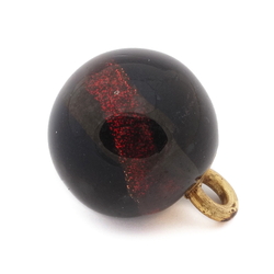 Antique Victorian Czech black red foil lampwork ball glass button 12mm