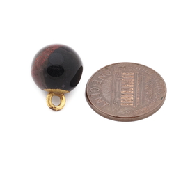 Antique Victorian Czech black red foil lampwork ball glass button 12mm