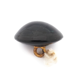 Antique Czech micro lampwork foil dog under glass button 17mm
