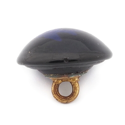 Antique Czech micro lampwork cobalt blue foil bird under glass button 15mm