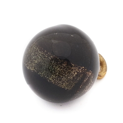 Antique Victorian Czech black gold foil lampwork ball glass button 12mm