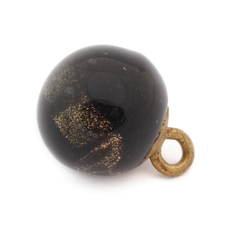 Antique Victorian Czech black gold foil lampwork ball glass button 12mm