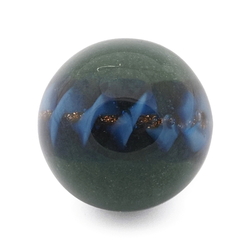 Antique Victorian Czech blue satin zigzag foil lampwork glass ball button 12mm