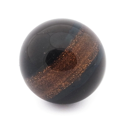 Antique Victorian Czech gold foil lampwork black ball glass button 12mm