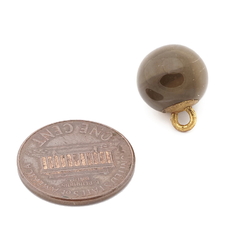 Antique Victorian Czech satin brown cased lampwork paperweight glass ball button 12mm