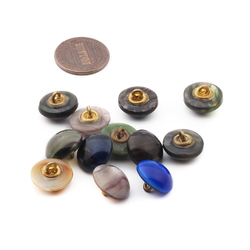 Lot (12) Antique Victorian Czech multicolor round glass buttons 13mm