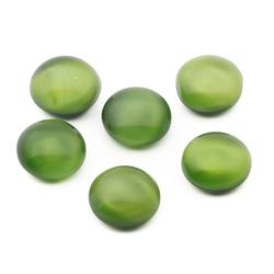 Lot (6) Vintage Czech green moonglow round glass cabochons headpin beads 8mm