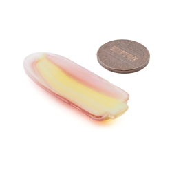 Antique Art Deco Czech pink yellow striped glass cabochon pendant element 45mm