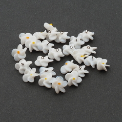 Czech antique micro lampwork glass white flower bead drop One bead only