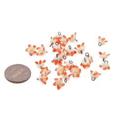 Czech antique micro lampwork orange bicolor glass flower bead drop 7/8mm One bead