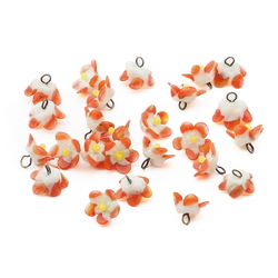 Czech antique micro lampwork red bicolor glass flower bead drop 9/10mm One bead