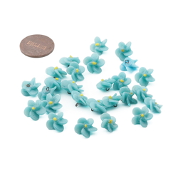 Czech antique micro lampwork glass turquoise flower bead drop One bead