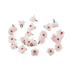 Czech antique micro lampwork pink bicolor glass flower bead drop 7/8mm One bead