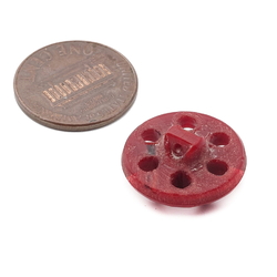 Vintage Deco Czech pierced dark red flower glass button 18mm
