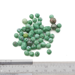 Lot (43) vintage Czech green matrix marble glass beads