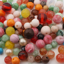 Lot (140) vintage Czech assorted round glass beads opaque marble