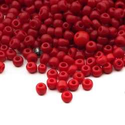 Lot (1400) vintage Czech red glass seed beads 2-3mm