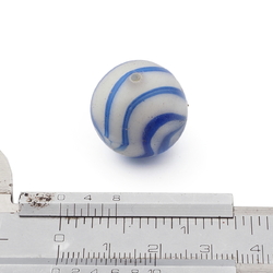 Large antique Czech blue white striped focal glass bead 21mm