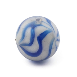 Large antique Czech blue white striped focal glass bead 21mm