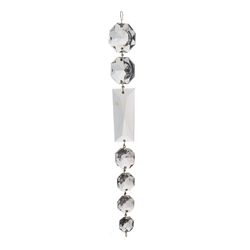 Czech crystal clear glass baguette octagon bead chandelier prism chain 9"