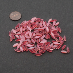 Lot (135) Vintage Czech pink fire opal dragons breath oval glass cabochons 9x4mm