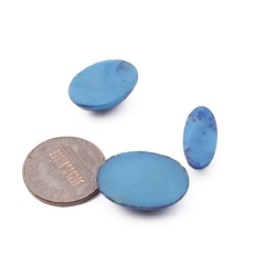 Lot (3) Czech vintage oval aventurine gold Lapis blue glass cabochons