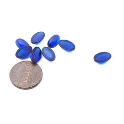 Lot (8) Czech vintage transparent blue oval glass cabochons 11x7mm