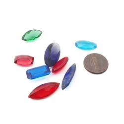 Lot (8) large Czech vintage geometric faceted glass rhinestones